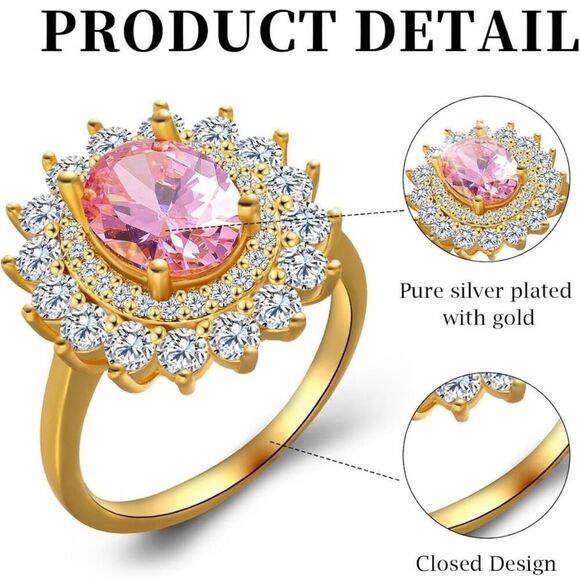 14K Gold Lab Created Diamond Flower Engagement Promise Wedding Ring Size 9 New - Picture 6 of 6
